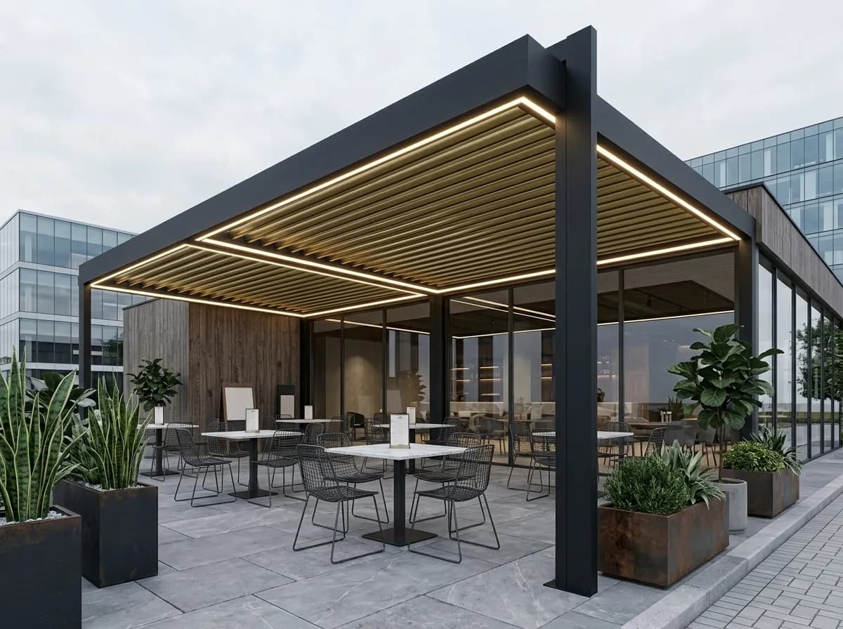 Rollingroof pergolanın ray hattı ve kayış tahrik mekanizması